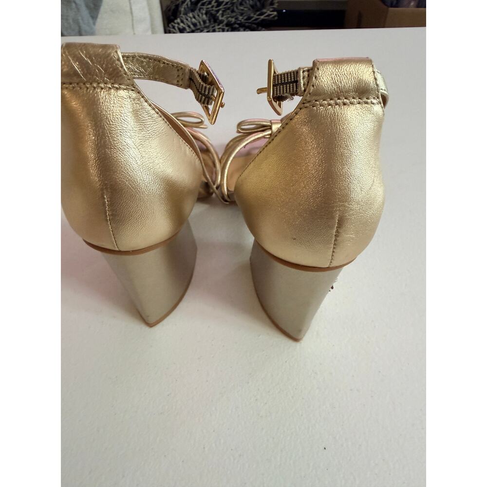 Copper key knew it damage, gold block, heel leather ankle strap shoes 9 - Picture 4 of 6